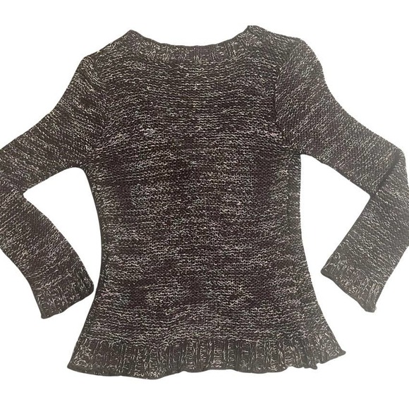 BCBGMAXAZRIA Cardigan Sweater Caitlin Brown Multi Colored Ruffled Edges Size MED - Picture 3 of 9